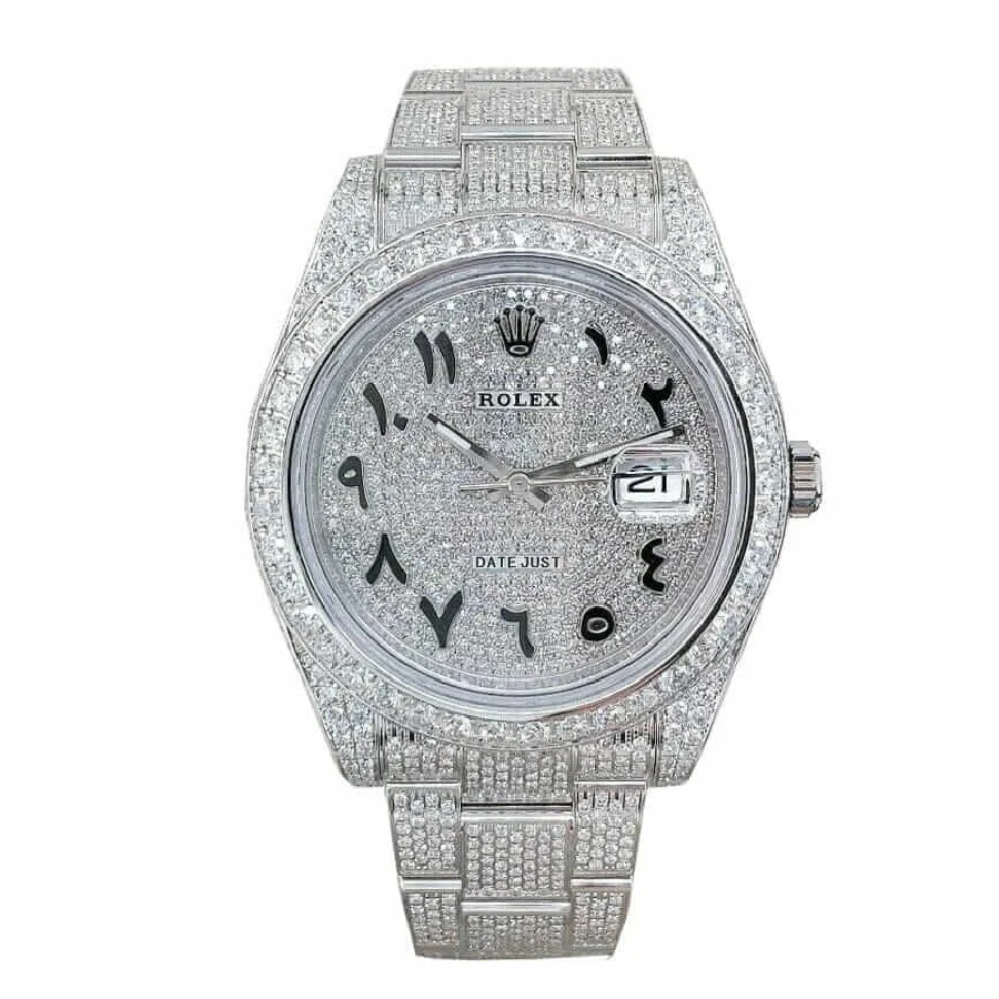 Rolex Datejust 116300 White Gold Diamond Arabic Dial Iced Out