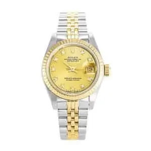 Rolex Datejust Yellow Gold Steel Diamond Dial Ladies 69173 Jubilee