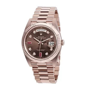 Rolex Day-Date 128235 AR Rose Gold Wrapped Chocolate Dial  