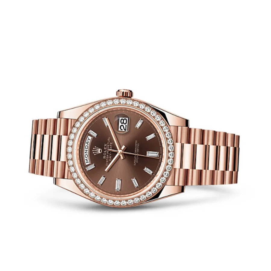 Rolex Day-Date 228345RBR Chocolate Dial Diamond Bezel