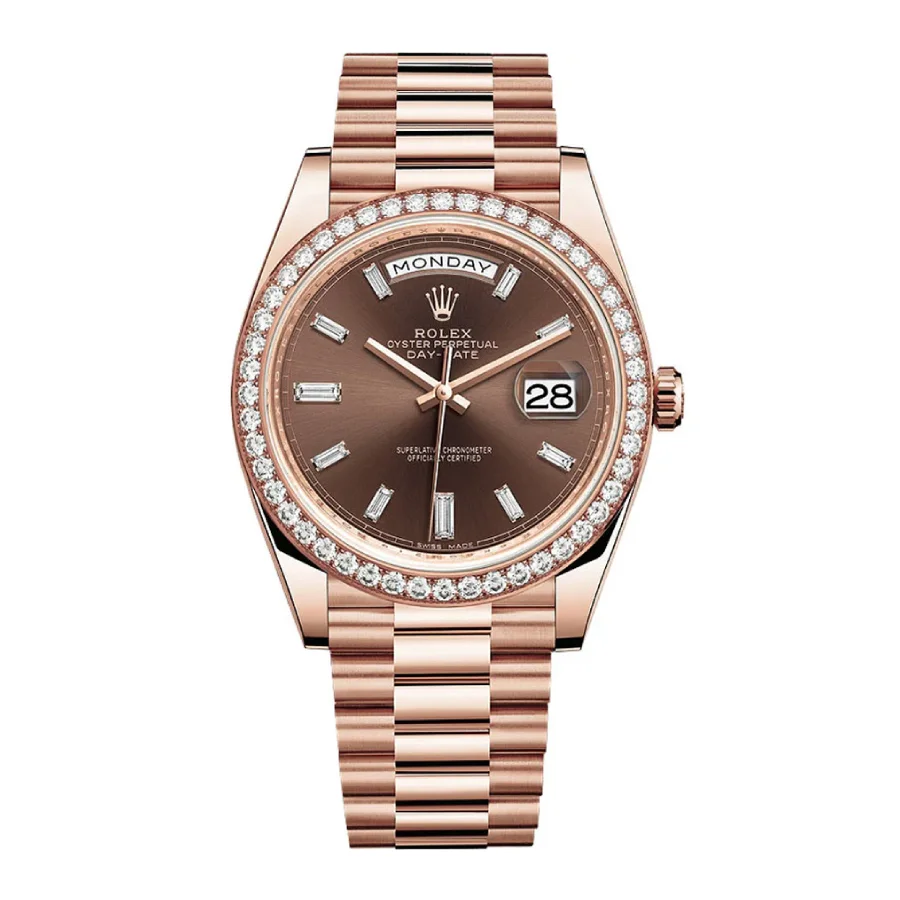 Rolex Day-Date 228345RBR Chocolate Dial Diamond Bezel