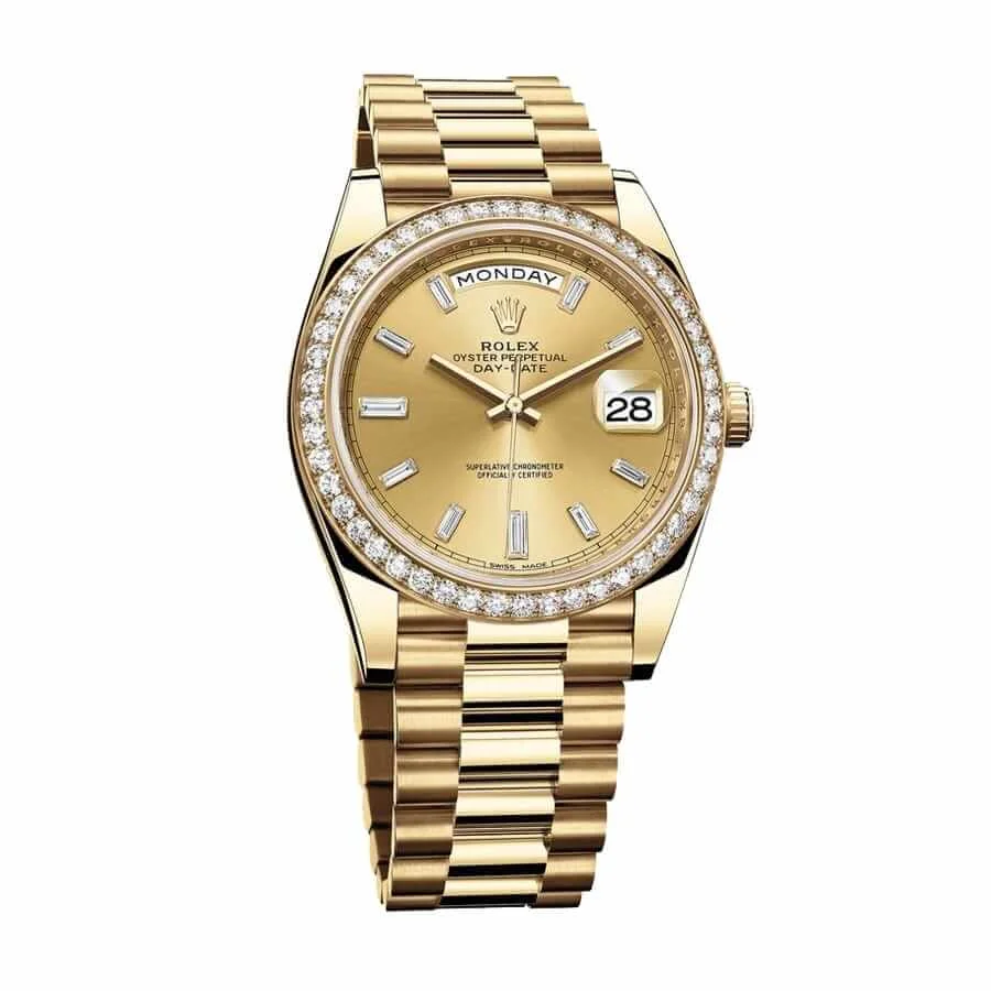Rolex Day-Date 228348RBR KW Yellow Gold & Diamonds Champagne Dial