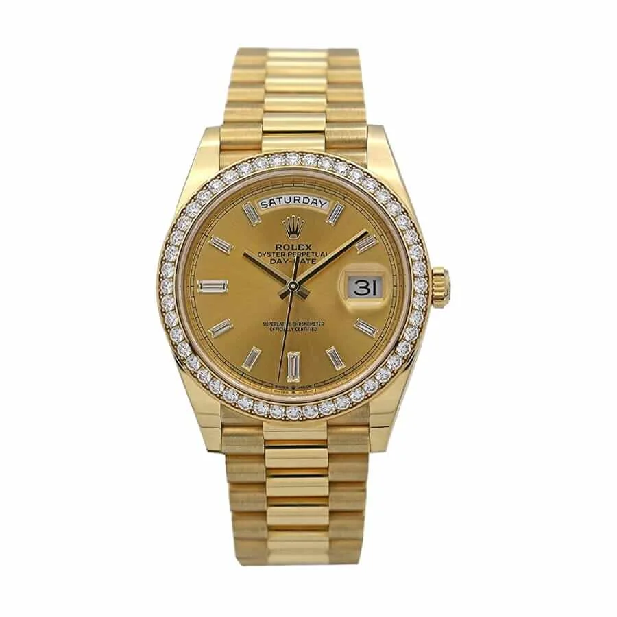 Rolex Day-Date 228348RBR KW Yellow Gold & Diamonds Champagne Dial