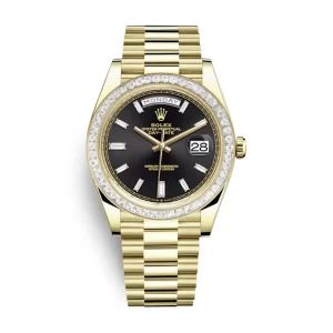 Rolex Day-Date 228398TBR Yellow Gold & Diamonds Black Dial  