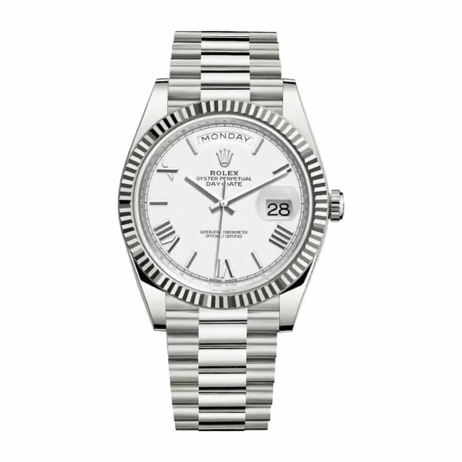 Rolex Day-Date 40 228239 EW Stainless Steel White Gold Dial Oyster