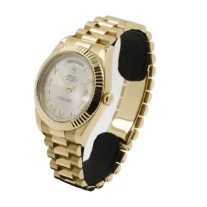 Rolex Day-Date II Collection Gold Silver White Dial 218238  