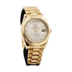 Rolex Day-Date II Collection Gold Silver White Dial 218238  