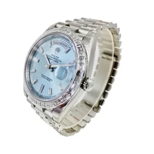 Rolex Day-Date Platinum 228396TBR Ice Blue Baguette Index  