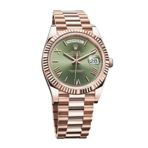 Rolex Day-Date Rose Gold Green Roman Dial  