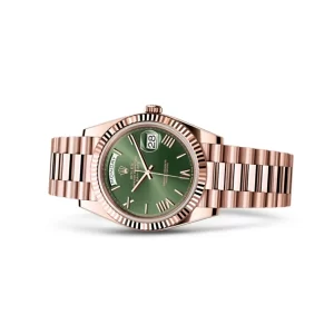 Rolex Day-Date Rose Gold Green Roman Dial  