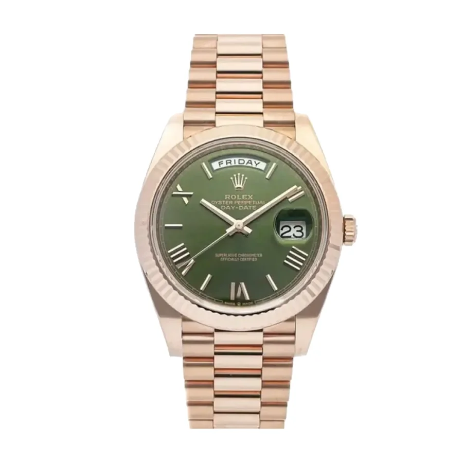 Rolex Day-Date Rose Gold President Green Roman Dial 228235
