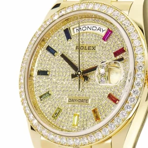 Rolex Day-Date Yellow Gold With Pave Diamond Dial Sapphire 128348RBR-0030  