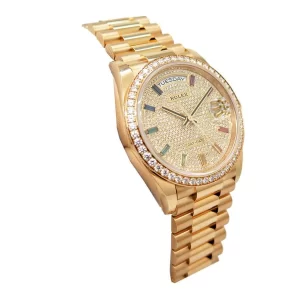 Rolex Day-Date Yellow Gold With Pave Diamond Dial Sapphire 128348RBR-0030  