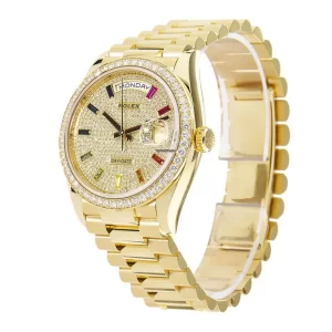 Rolex Day-Date Yellow Gold With Pave Diamond Dial Sapphire 128348RBR-0030  
