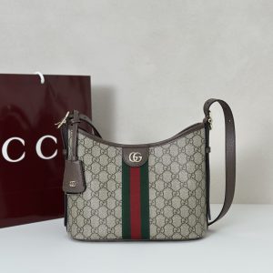 Gucci Ophidia Small Shoulder Bag in Beige and Brown GG fabric-1