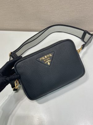 Prada Small Leather Shoulder Bag 1BD082-1-Black-2