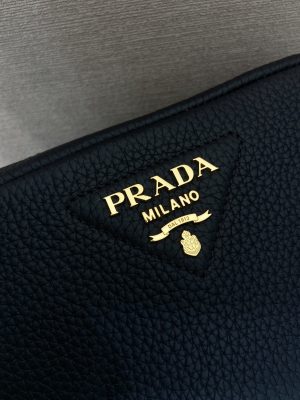 Prada Small Leather Shoulder Bag 1BD082-1-Black-8