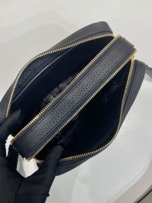 Prada Small Leather Shoulder Bag 1BD082-1-Black-9