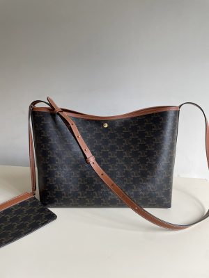 Celine Soft Shopper Bag in Triomphe Canvas & Calfskin-1