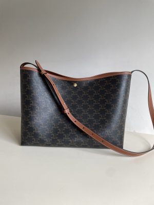 Celine Soft Shopper Bag in Triomphe Canvas & Calfskin-3