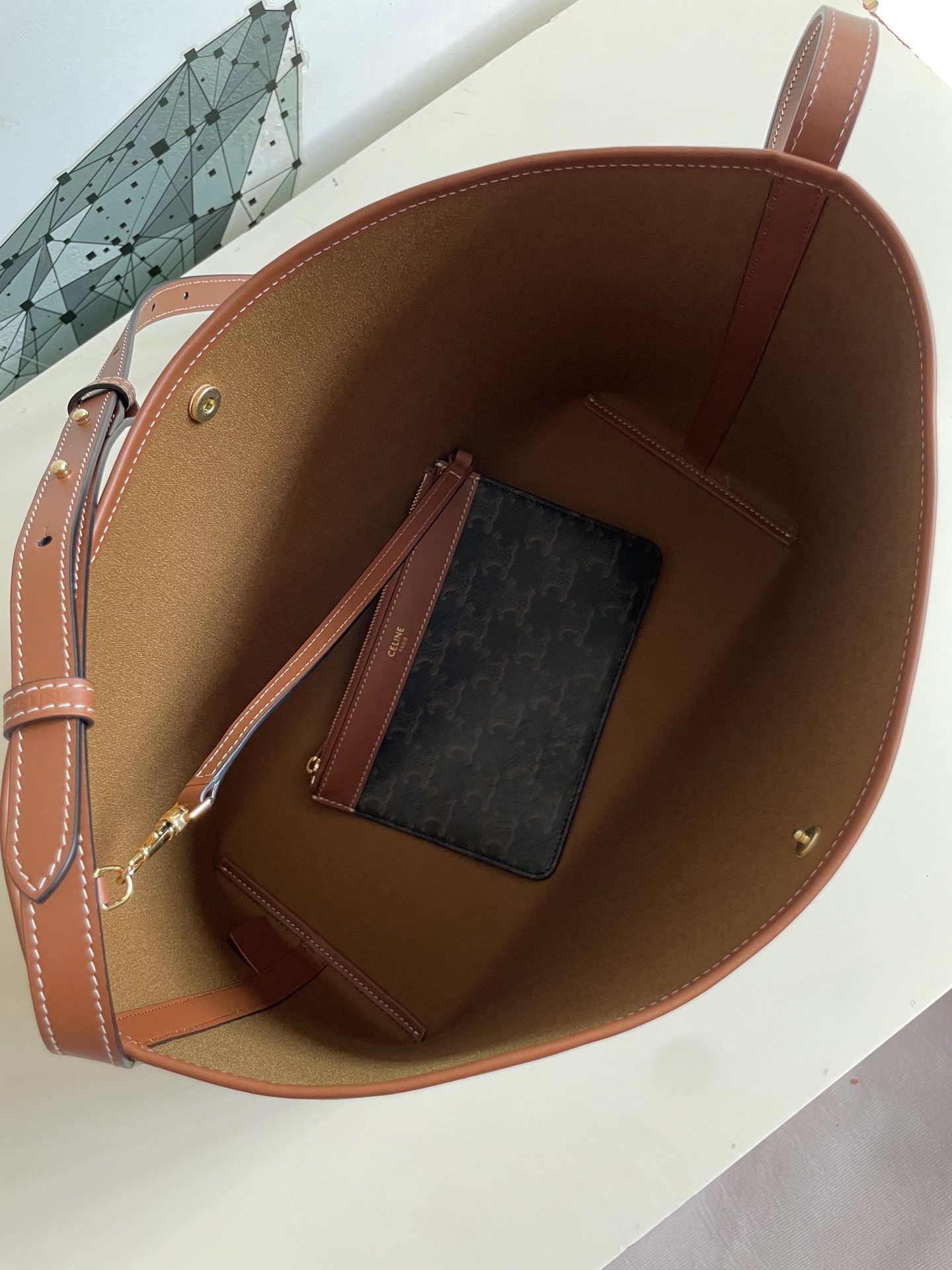 Celine Soft Shopper Bag in Triomphe Canvas & Calfskin-4