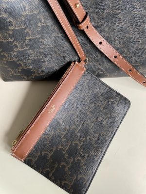 Celine Soft Shopper Bag in Triomphe Canvas & Calfskin-7