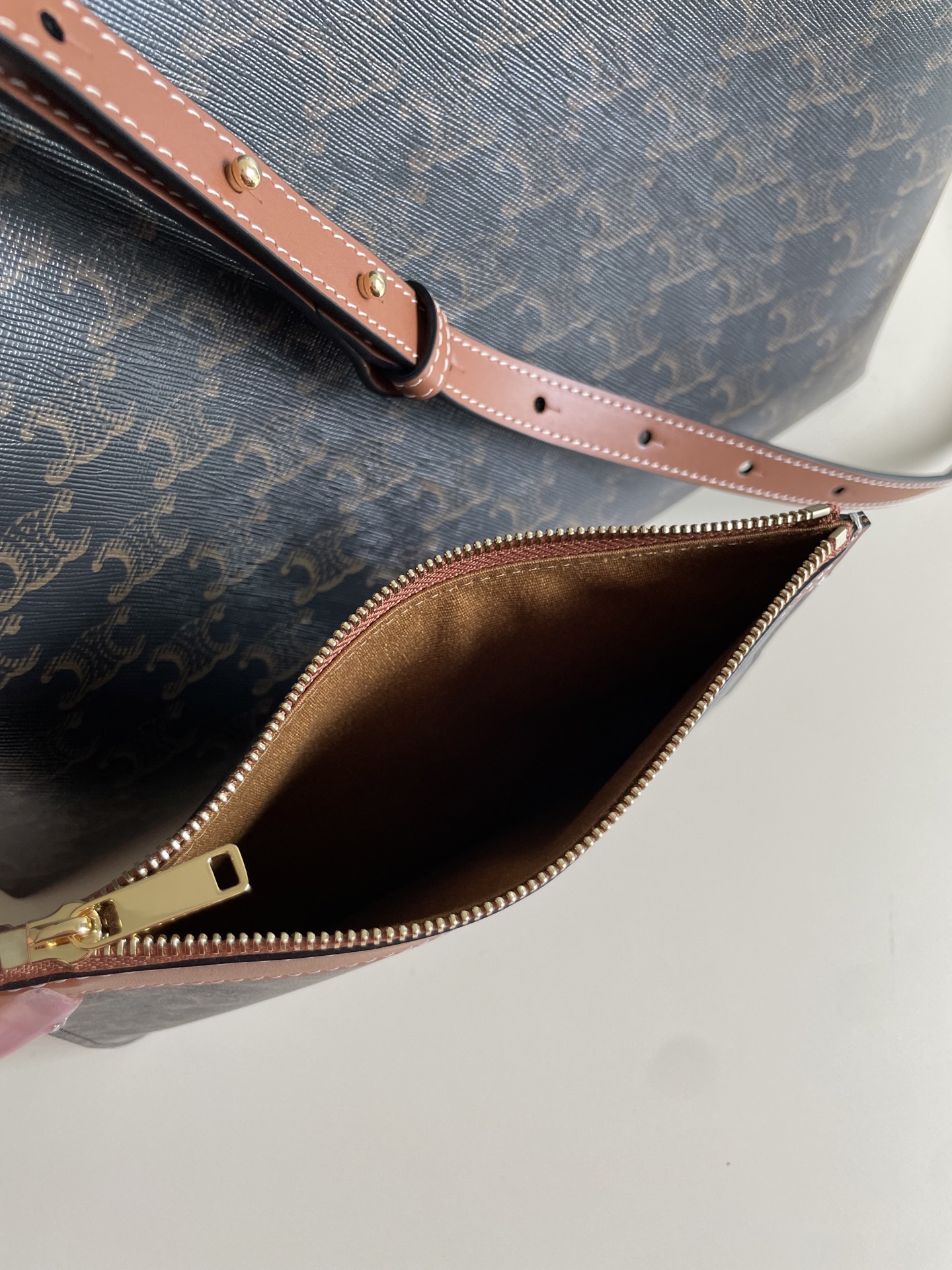 Celine Soft Shopper Bag in Triomphe Canvas & Calfskin-8