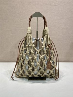 Prada Noue Medium Cotton Macrame Bag 1BC111 Beige-1.jpg