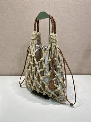 Prada Noue Medium Cotton Macrame Bag 1BC111 Beige-2.jpg