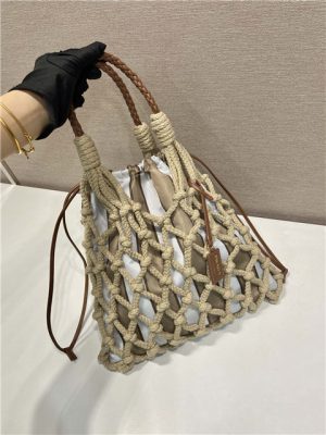 Prada Noue Medium Cotton Macrame Bag 1BC111 Beige-4.jpg