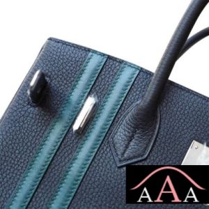 HERMES BIRKIN 25 HANDBAG 2Z BIEU NUIT AND 6O VERT CYPRESS TOGO SHW-6.jpg