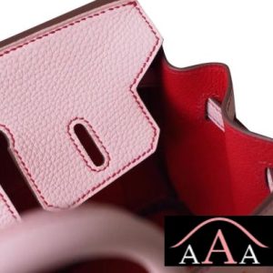 HERMES BIRKIN 25 HANDBAG 3Q PINK SAKURA AND Q5 ROUGE CASAQUE TOGO GHW-6.jpg