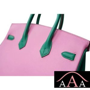 HERMES BIRKIN 25 HANDBAG 5P PINK AND U4 VERT VERTIGO CHEVERE GHW-4.jpg