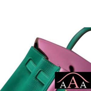 HERMES BIRKIN 25 HANDBAG 5P PINK AND U4 VERT VERTIGO CHEVERE GHW-6.jpg