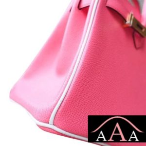 HERMES BIRKIN 25 HANDBAG 8W ROSE AZALEE AND 01 BLANC EPSOM GHW-5.jpg