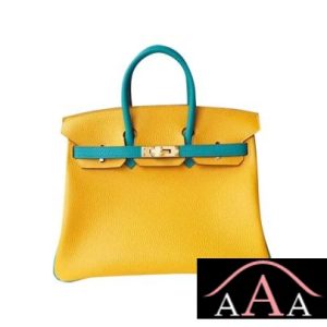 HERMES BIRKIN 25 HANDBAG 9D AMBRE AND 7F BLUE PAON TOGO GHW-1.jpg