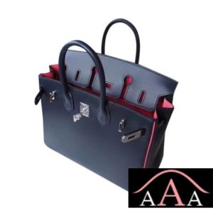 HERMES BIRKIN 25 HANDBAG CC78 BLUE MARINE AND 8W ROSE AZALEE BOX SHW-5.jpg