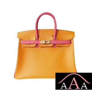 HERMES BIRKIN 25 HANDBAG CK93 ORANGE AND 8W ROSE AZALEE EPSOM GHW-1.jpg
