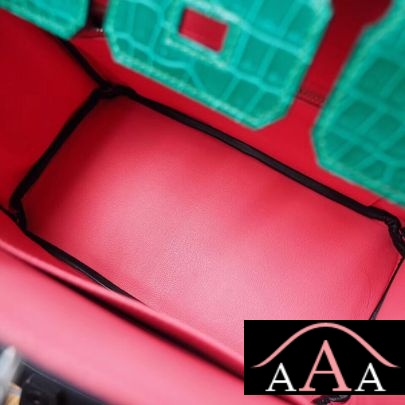 HERMES BIRKIN 25 HANDBAG PATCHWORK VERT CROCODILE SHW-2.jpg