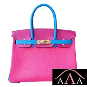 HERMES BIRKIN 30 BAG 5R FUSCHIA PINK AND L3 ROSE PURPLE AND B3 BLUE ZANZIBAR CHEVERE GHW-1.jpg