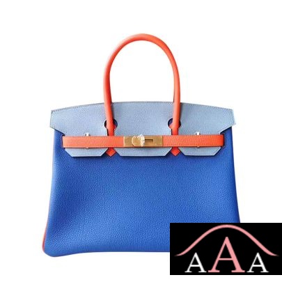 HERMES BIRKIN 30 BAG 7T BLUE ELECTRIC AND BLEU LIN AND ORANGE POPPY TOGO GHW-1.jpg