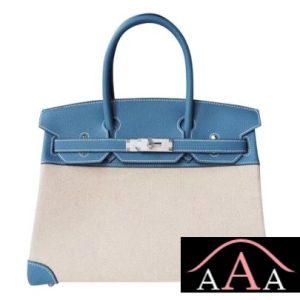 HERMES BIRKIN 30 BAG 89 NOIR AND CC75 BLUE JEAN TOGO AND CANVAS SHW-1.jpg