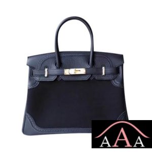 HERMES BIRKIN 30 BAG NOIR SWIFT AND TOGO CANVAS GHILLIES GHW-1.jpg