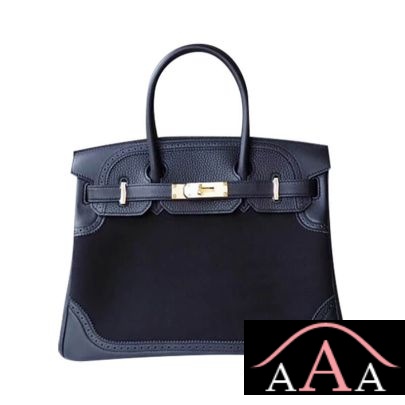 HERMES BIRKIN 30 BAG NOIR SWIFT AND TOGO CANVAS GHILLIES GHW-1.jpg
