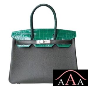 HERMES BIRKIN 30 BAG PATCHWORK VERT CROCODILE SHW-1.jpg