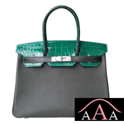 HERMES BIRKIN 30 BAG PATCHWORK VERT CROCODILE SHW-1.jpg