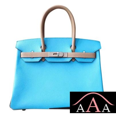 Hermes Birkin 30 Handbag Bicolored 7N Celeste Chevre Myzore Phw