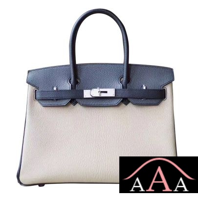 Hermes Birkin 30 Handbag Bicolored CK80 Pearl Grey Chevre Myzore Phw
