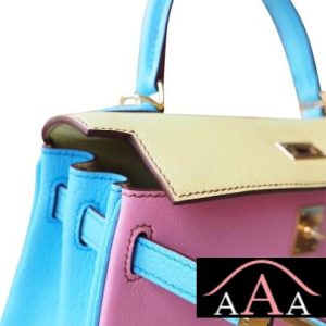 HERMES KELLY 25 HANDBAG 1Q ROSE CONFETTI AND 1Z JAUNE POUSSIN AND 7N CELESTE CHEVERE GHW-6.jpg