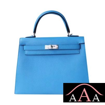 Hermes Kelly 25 Handbag 2T Blue De Paradise Epsom Shw